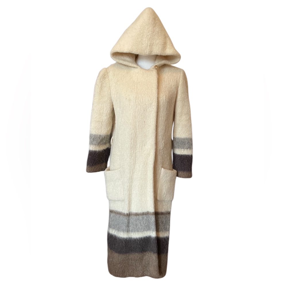 Vintage 70s Icelandic Wool Trench Coat Hooded By Hilda Ltd